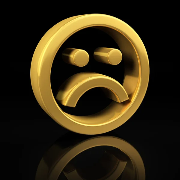 Gold sad smile on black — Stock Photo, Image