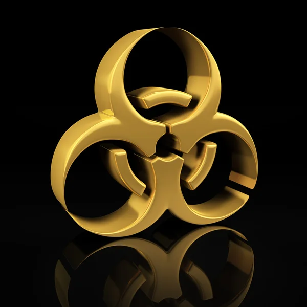 Gold biohazard on black — Stock Photo, Image