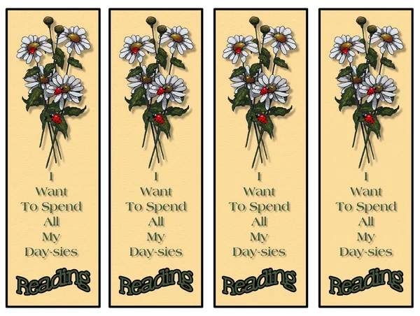 Bookmarks with Daisies, Ladybugs, and Saying