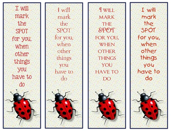 Закладки для детей с Ladybug и маленьким стихом Стоковое Изображение