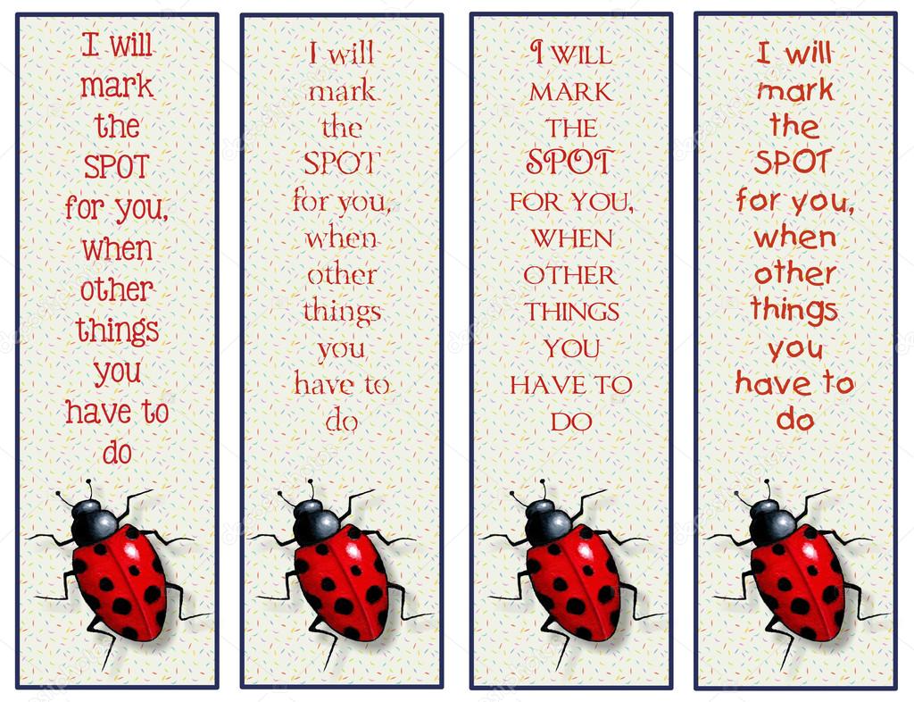 Bookmarks for Kids, with Ladybug and Little Verse