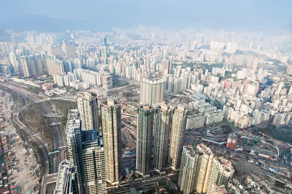 Widok na panoramę do hong Kongu — Zdjęcie stockowe