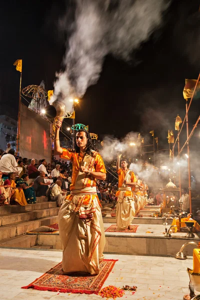 Ganga aarti ritüel — Stok fotoğraf