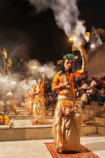 Ganga aarti ritüel — Stok fotoğraf