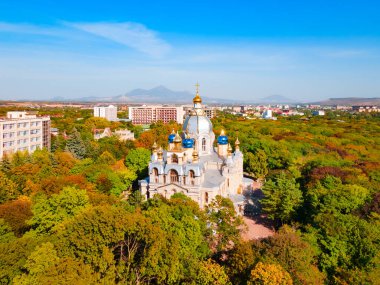 Church of the Holy Great Martyr and Healer Panteleimon in Kurortny resort park in Yessentuki, a spa city in Caucasian Mineral Waters region, Stavropol Krai in Russia clipart