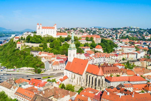Bratislava Şehrinin Havadan Panoramik Görüntüsü Bratislava Slovakya Nın Başkentidir — Stok fotoğraf