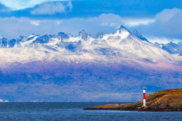 Les Eclaireurs Lighthouse Encuentra Cerca Ushuaia Tierra Del Fuego Argentina — Foto de Stock