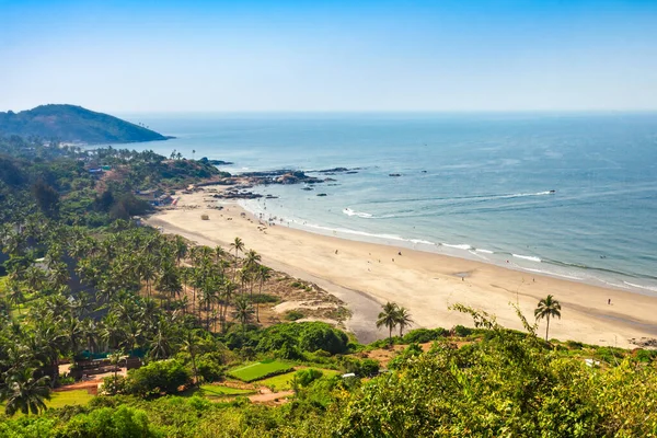 Vagator Nebo Ozran Pláž Letecké Panoramatický Výhled Severní Goa Indie — Stock fotografie