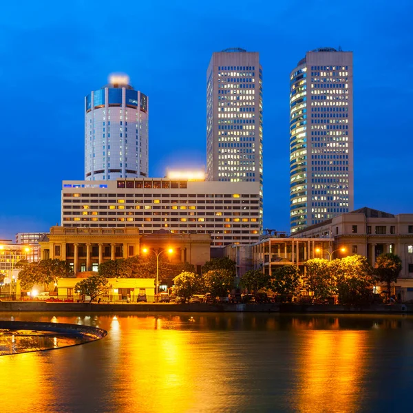 Skyline Della Città Colombo Beira Lago Chanel Tramonto Colombo Capitale — Foto Stock