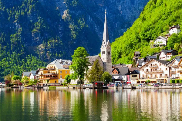 Hallstatt Gamla Stan Och Hallstatter Sjö Oberösterreich Hallstatt Salzkammergut Nära — Stockfoto