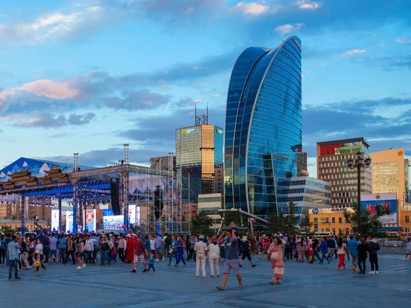 Ulaanbaatar Mongolia July 2016 Celebration Naadam Traditional Festival Chinggis Square — Stock Photo, Image