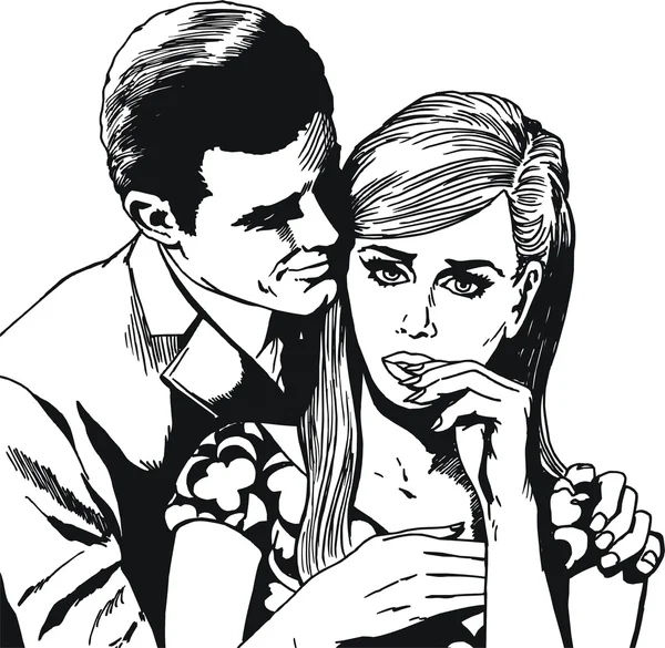 Vintage ilustracji, na białym tle para romantyczny kochanek — Zdjęcie stockowe