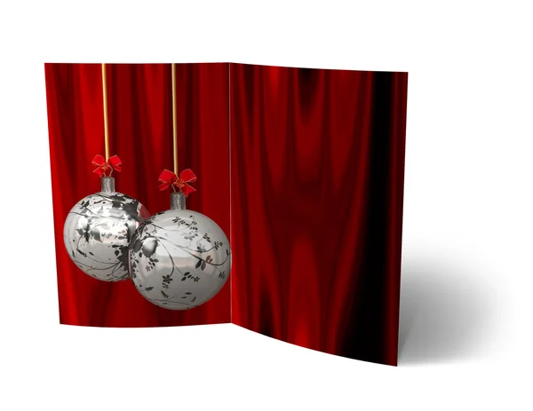 Karácsonyi labdák brosúra, kártyával ábrán — Stock Fotó