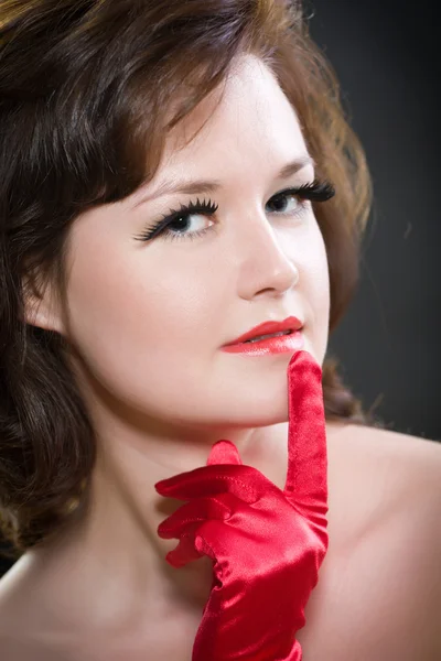 The young beautiful girl with long, false eyelashes — Stock Photo, Image