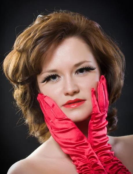 The young beautiful girl with long, false eyelashes — Stock Photo, Image