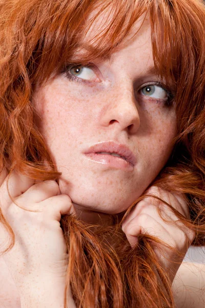 Portret van een mooie vrouwelijke model close-up Stockfoto