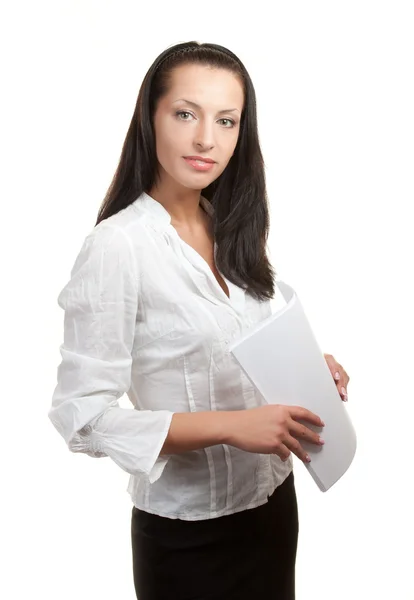 De donkerharige jonge vrouw - de werknemer van office — Stockfoto