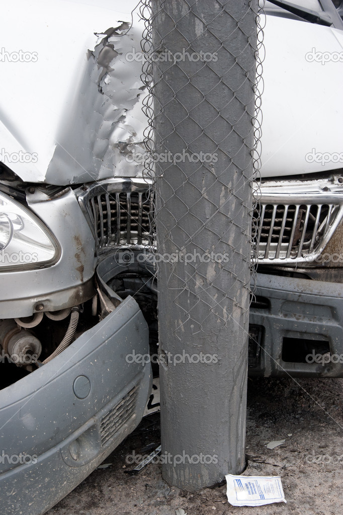the car as a result of road accident got to column.