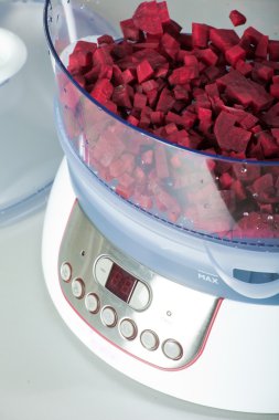 vapur ile sebze salatası hazırlık vinaigrett için