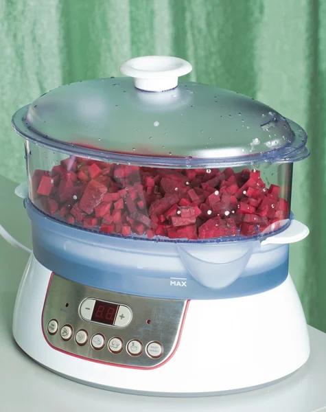 Steamer with vegetables for salad preparation vinaigrett — Stock Photo, Image