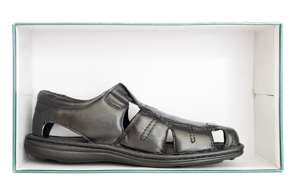 Manliga brunt läder skor inne i en låda — Stockfoto