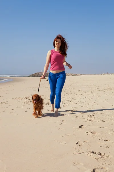 Woman with a dog — Stock Photo, Image