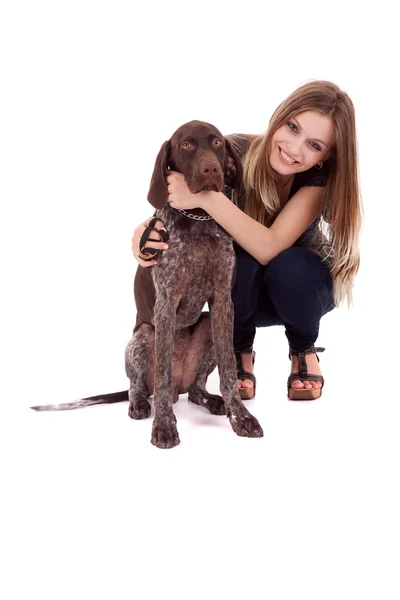 WOman con un perro — Foto de Stock