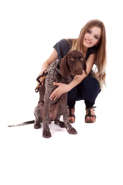 WOman con un perro — Foto de Stock