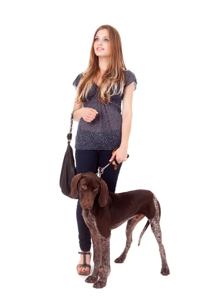 Woman with a dog — Stock Photo, Image