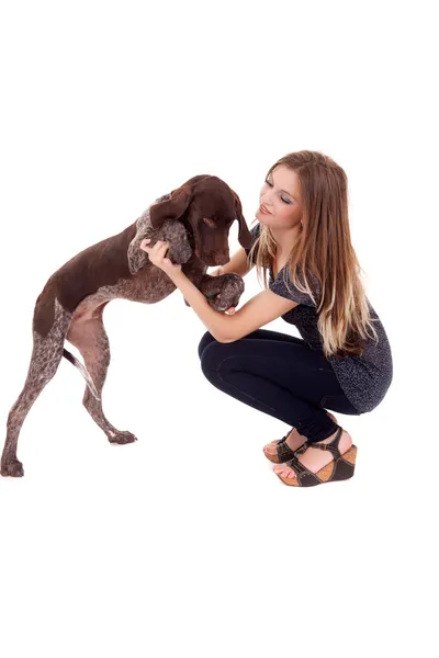 Woman with a dog — Stock Photo, Image