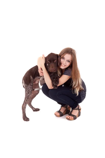 WOman con un perro — Foto de Stock