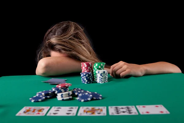 Woman playing poke — Stock Photo, Image