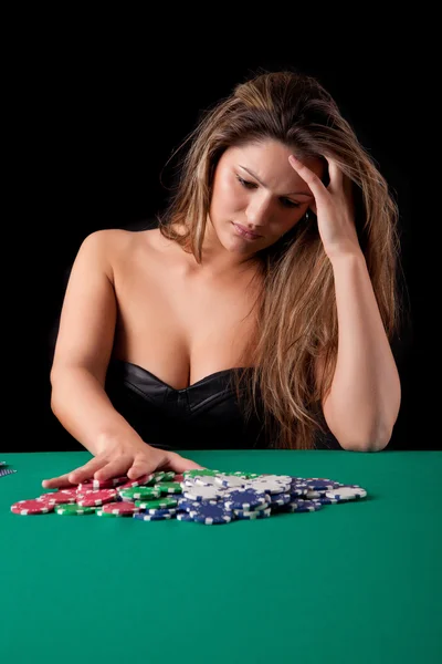Mujer jugando poke —  Fotos de Stock