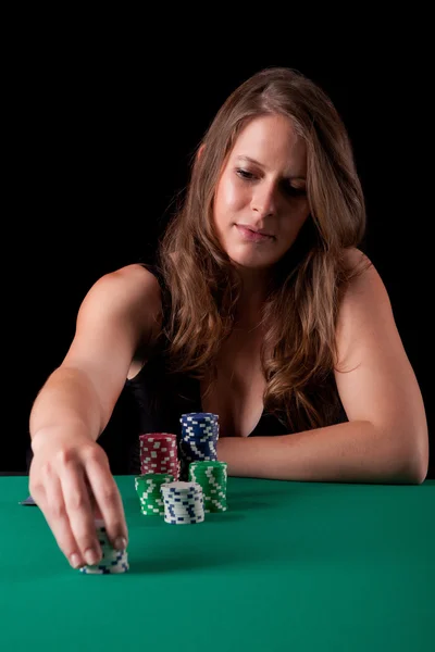 Woman playing poker — Stock Photo, Image