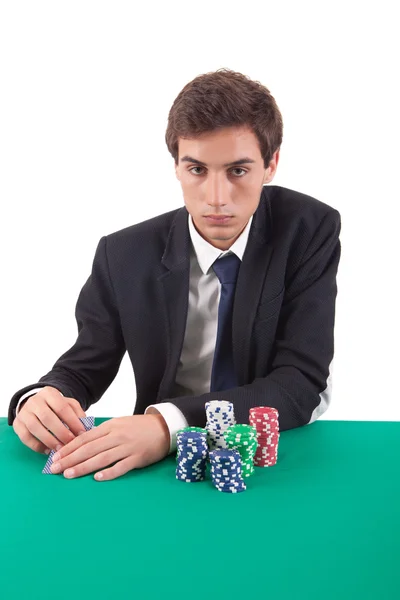 Hombre jugando póquer —  Fotos de Stock