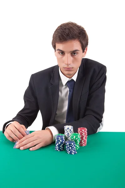 Uomo che gioca a poker — Foto Stock