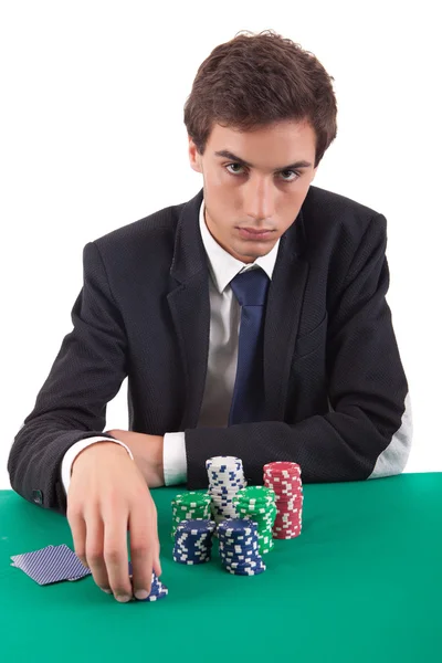 Homem a jogar poker — Fotografia de Stock