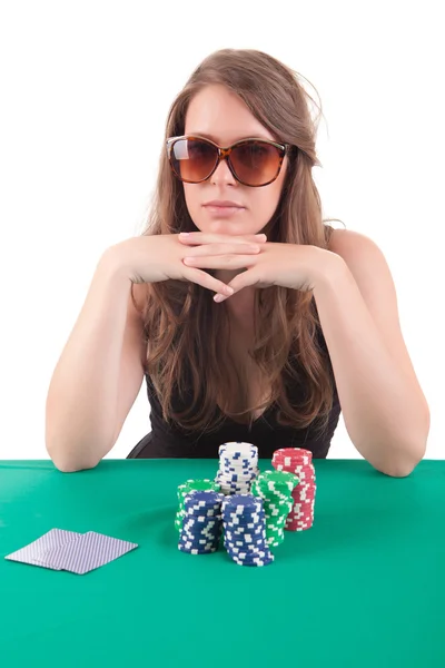 Kobieta gra w pokera — Zdjęcie stockowe