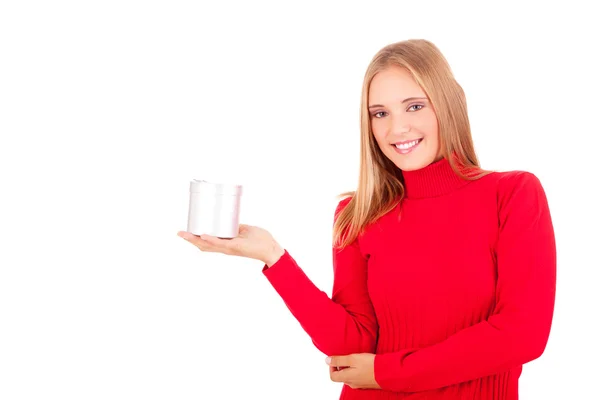 Woman and gift — Stock Photo, Image