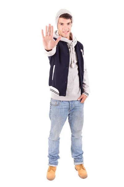 Studio picture of a happy young boy dressed for winter — Stock Photo, Image