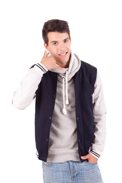 Studio foto di un ragazzo felice vestito per l'inverno — Foto Stock