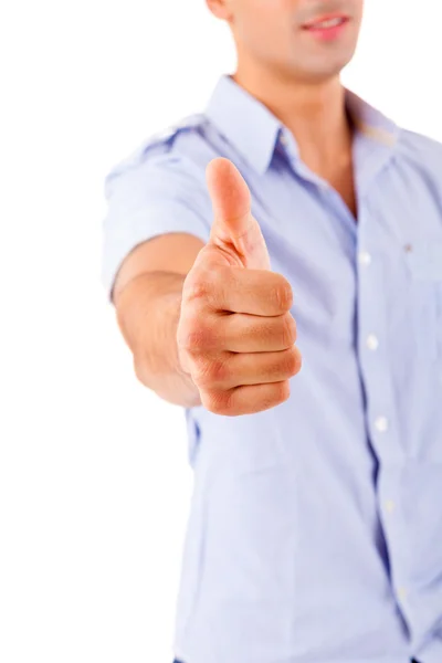 Studio picture of a young handsome man signaling ok — Stock Photo, Image