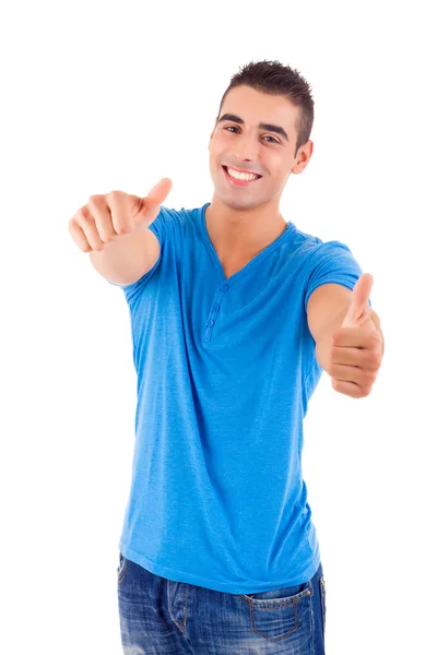 Studio picture of a young handsome man signaling ok — Stock Photo, Image