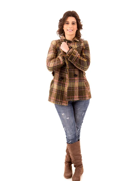 Young student woman posing over white background — Stock Photo, Image