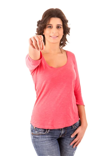 Beautiful woman signaling ok — Stock Photo, Image