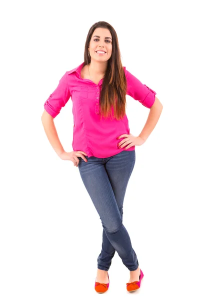 Young student woman posing over white background Stock Photo