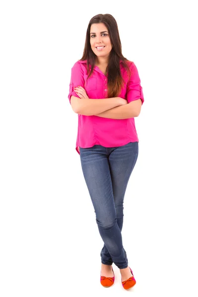 Young student woman posing over white background Stock Photo