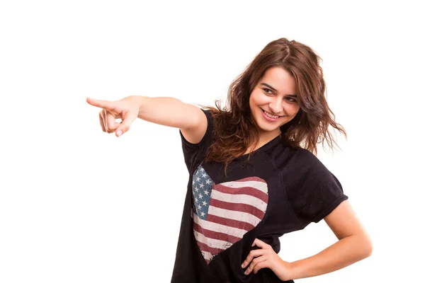 Woman pointing — Stock Photo, Image