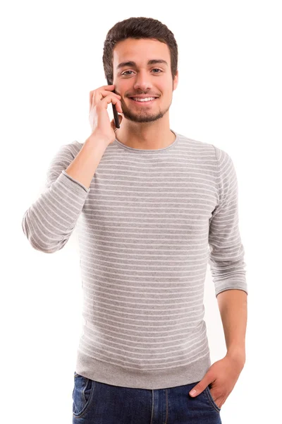 Jongen aan de telefoon — Stockfoto