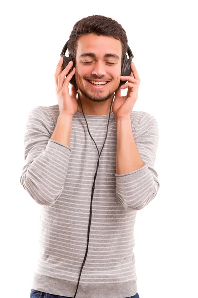 Man lyssnar på musik — Stockfoto